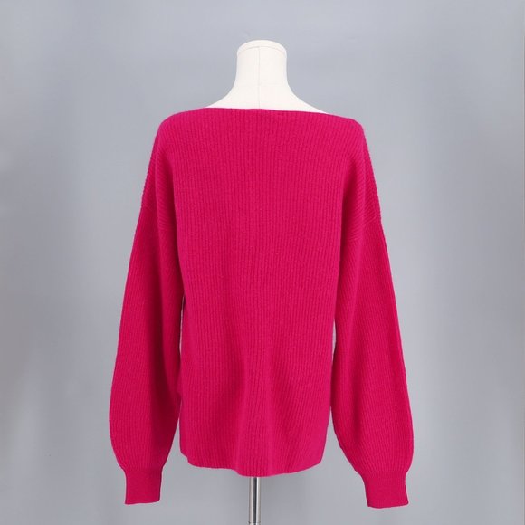 NWT Sundance Jovie Cashmere Puff Sleeve Cashmere Vibrant Pink Size M - Picture 4 of 7